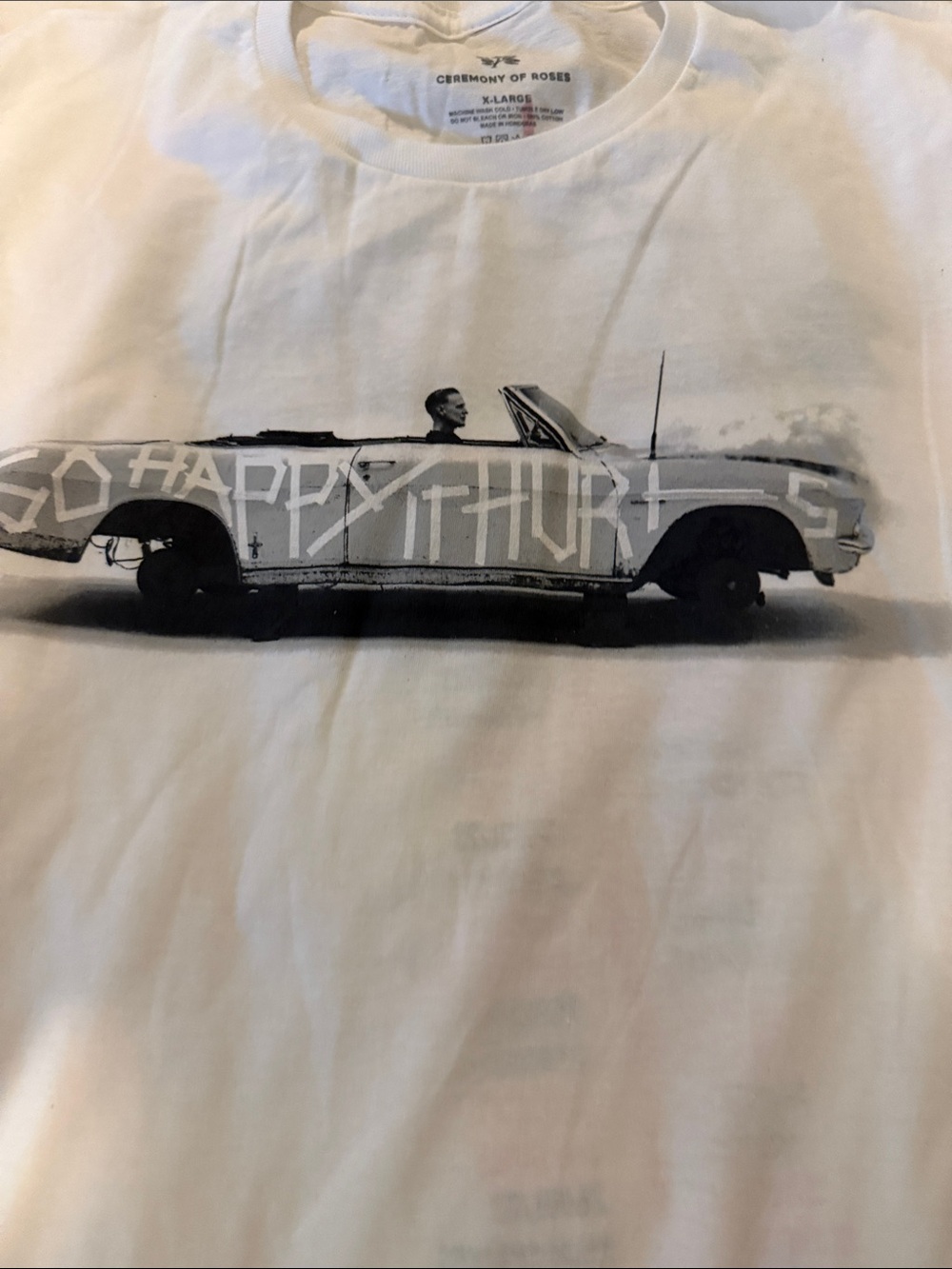 Ceremony of Roses Graphic Tee with Convertible Car Print Bryan Adam’s US tour